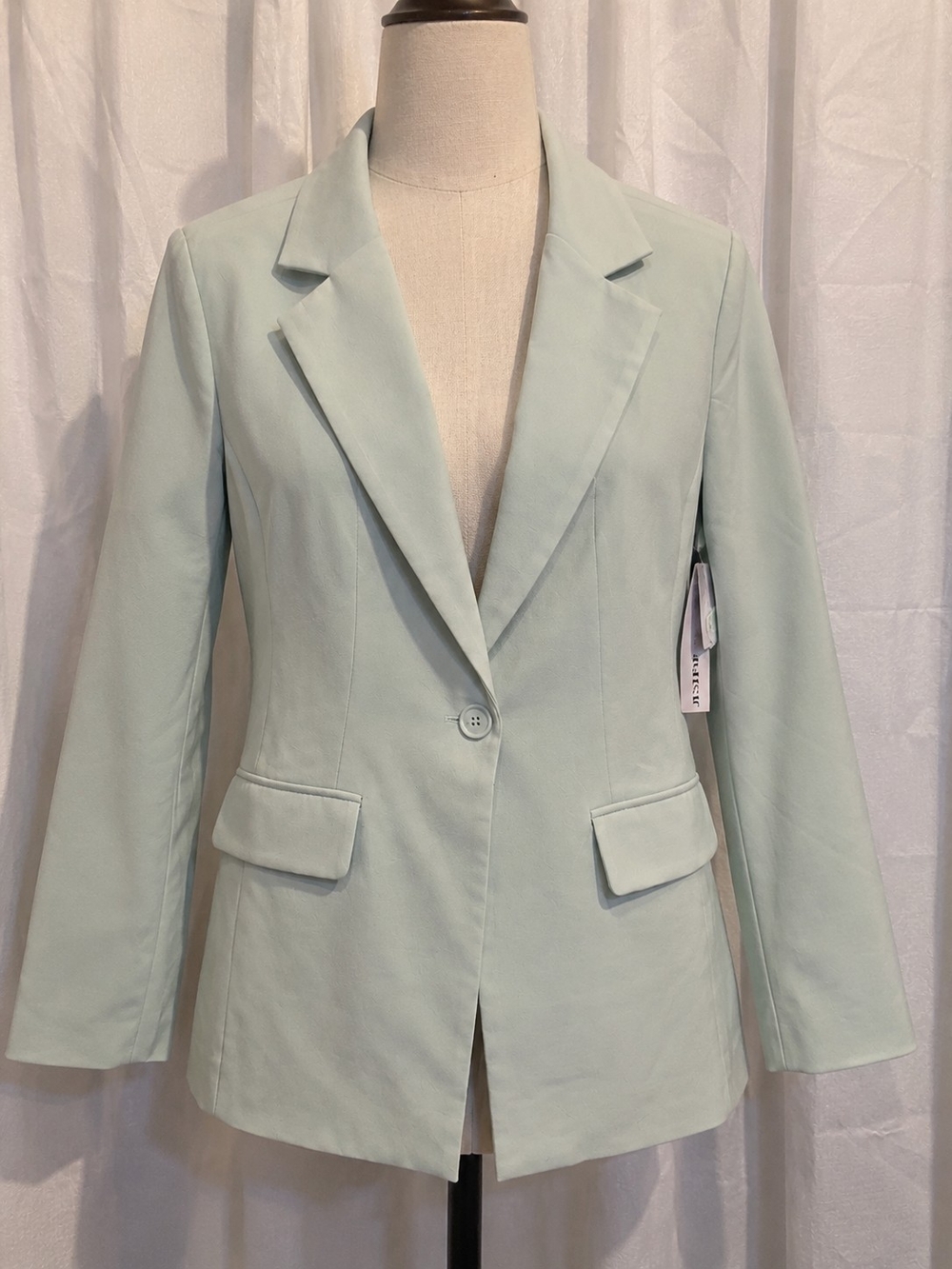 Light Mint Green Tailored Single Breasted Blazer Size S Single Button Workwear